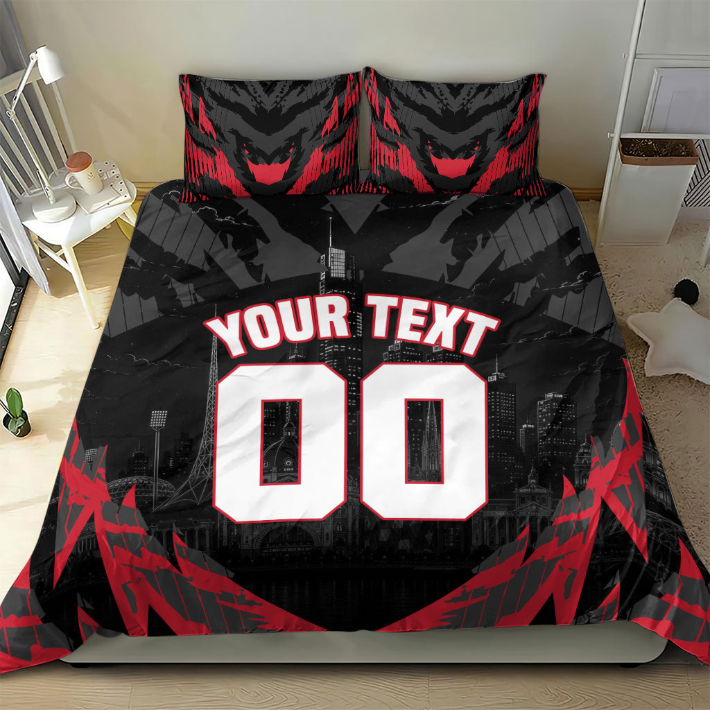 Personalised Essendon Bombers Football Bedding Set Fierce Mosquito Mascot 3D Grunge City Art