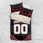 Personalised Essendon Bombers Football Bedding Set Fierce Mosquito Mascot 3D Grunge City Art