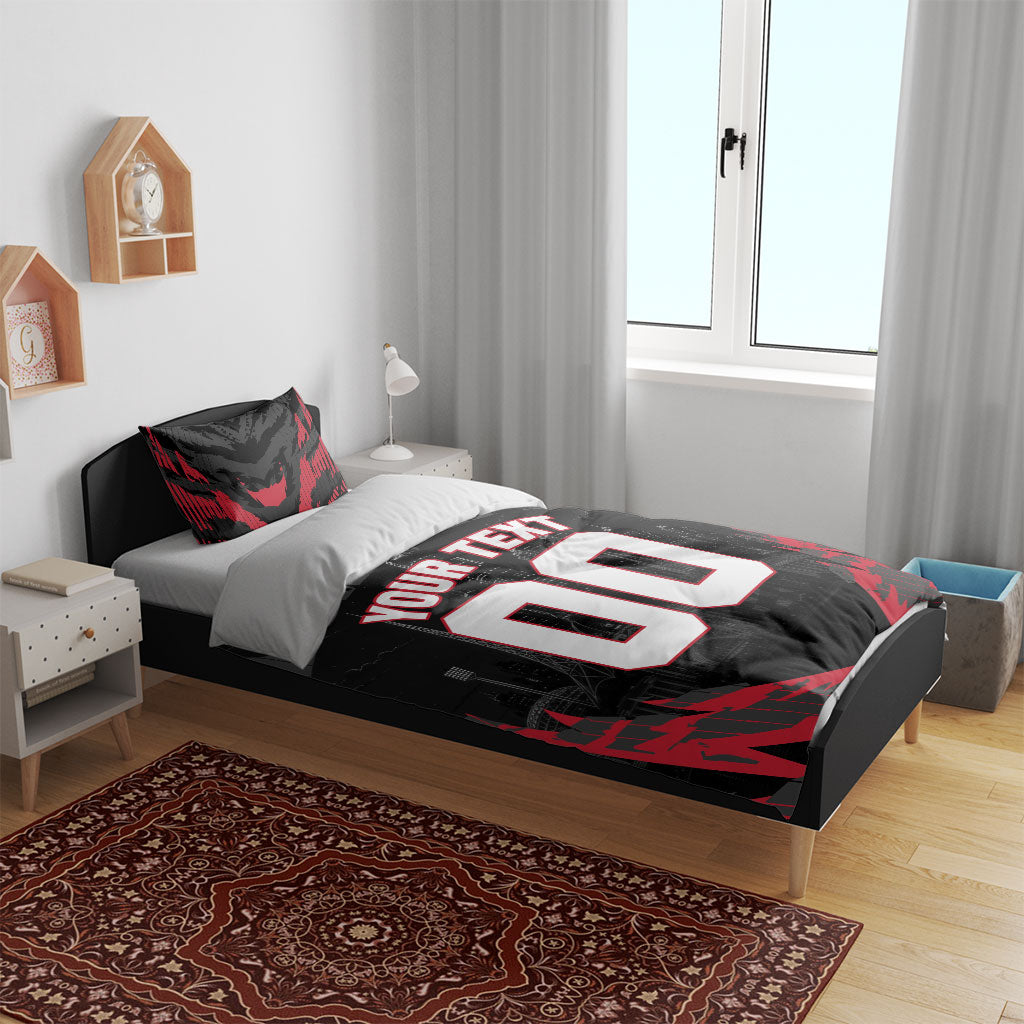 Personalised Essendon Bombers Football Bedding Set Fierce Mosquito Mascot 3D Grunge City Art