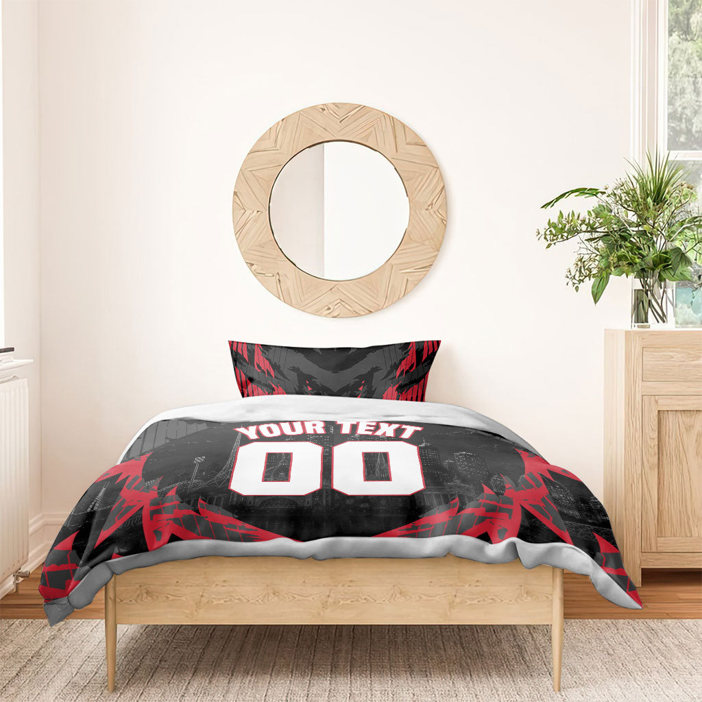 Personalised Essendon Bombers Football Bedding Set Fierce Mosquito Mascot 3D Grunge City Art