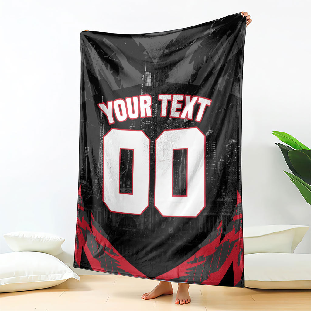 Personalised Essendon Bombers Football Blanket Fierce Mosquito Mascot 3D Grunge City Art