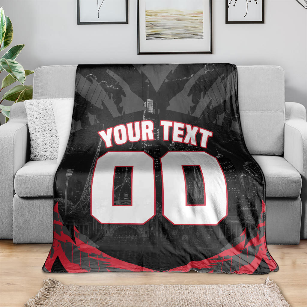 Personalised Essendon Bombers Football Blanket Fierce Mosquito Mascot 3D Grunge City Art