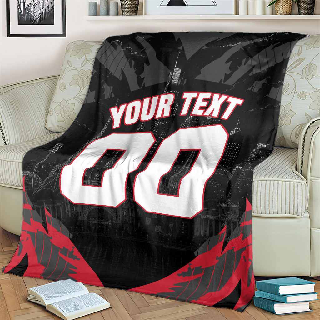Personalised Essendon Bombers Football Blanket Fierce Mosquito Mascot 3D Grunge City Art