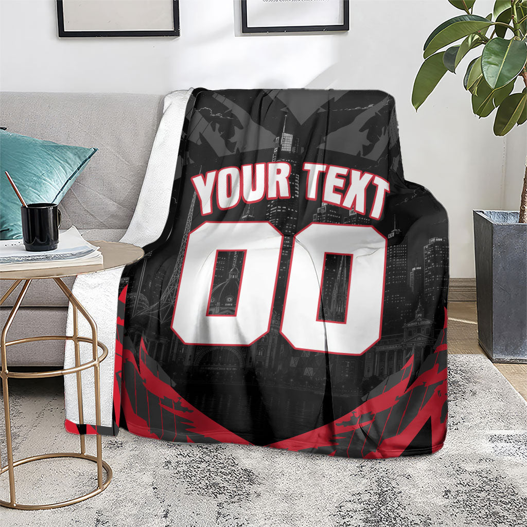 Personalised Essendon Bombers Football Blanket Fierce Mosquito Mascot 3D Grunge City Art