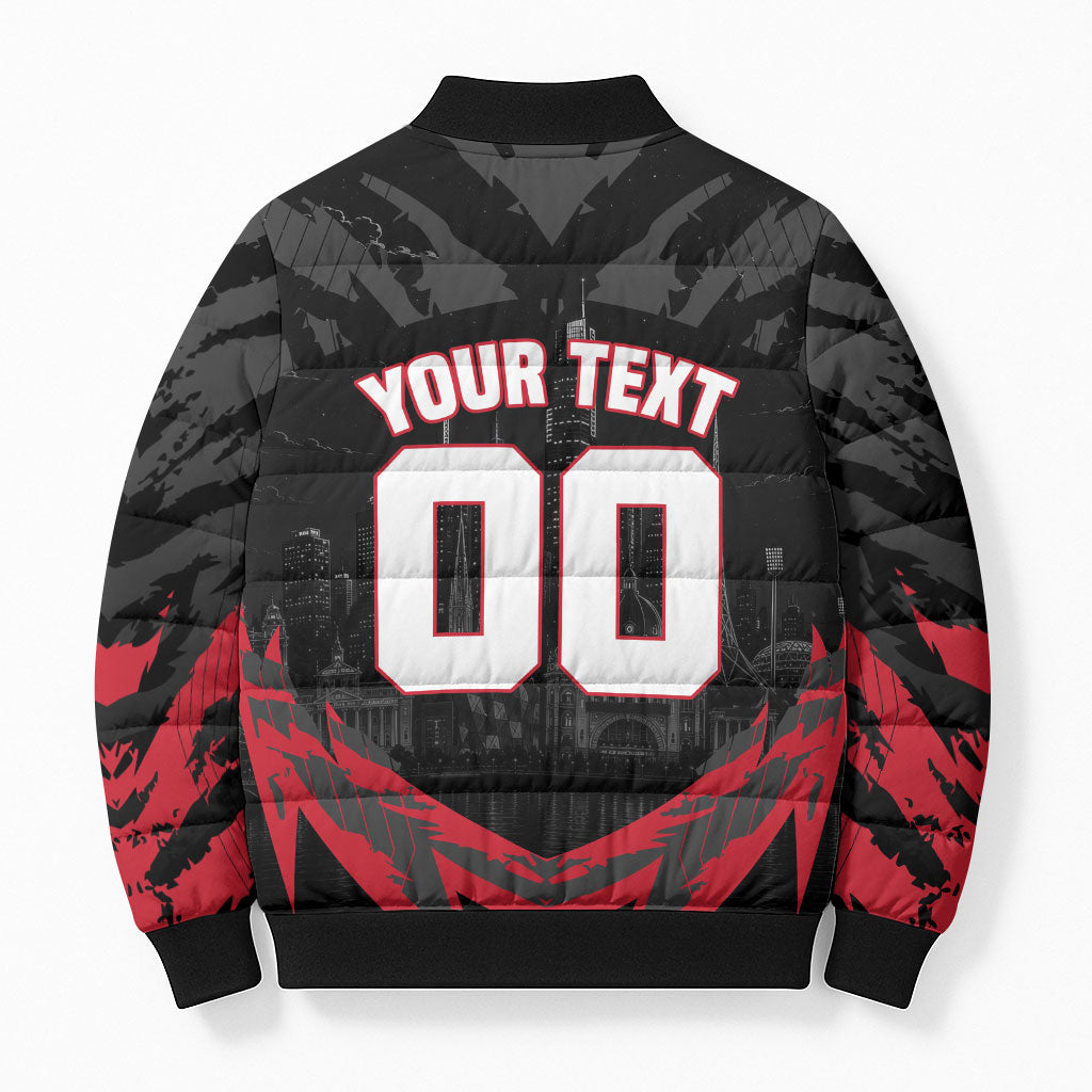 Personalised Essendon Bombers Football Bomber Puffer Jacket Fierce Mosquito Mascot 3D Grunge City Art