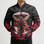 Personalised Essendon Bombers Football Bomber Puffer Jacket Fierce Mosquito Mascot 3D Grunge City Art
