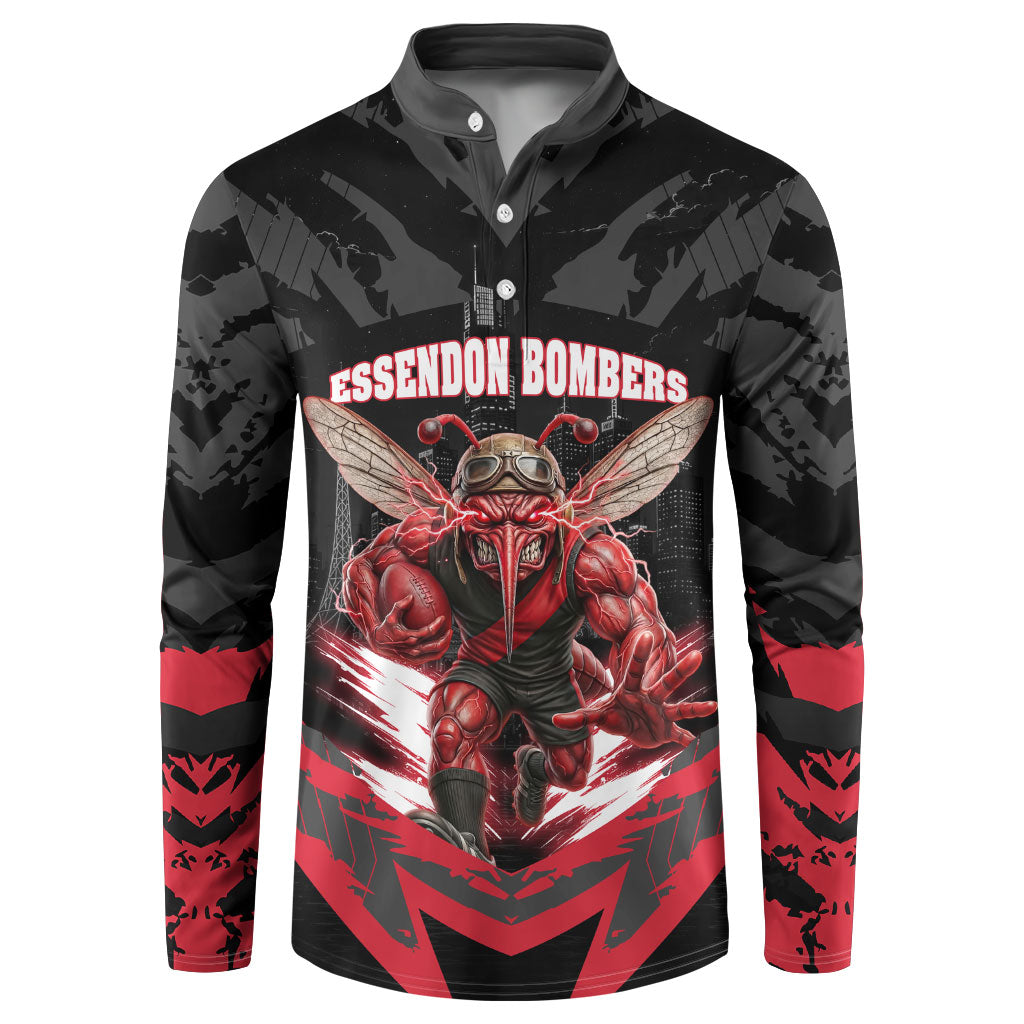 Personalised Essendon Bombers Football Button Sweatshirt Fierce Mosquito Mascot 3D Grunge City Art