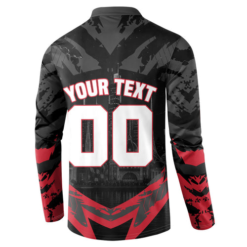 Personalised Essendon Bombers Football Button Sweatshirt Fierce Mosquito Mascot 3D Grunge City Art