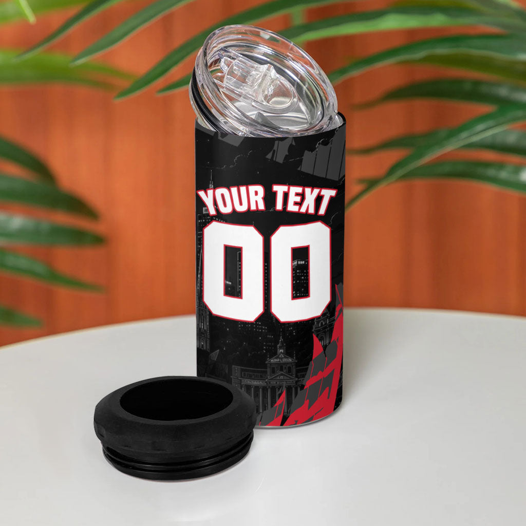Personalised Essendon Bombers Football 4 in 1 Can Cooler Tumbler Fierce Mosquito Mascot 3D Grunge City Art