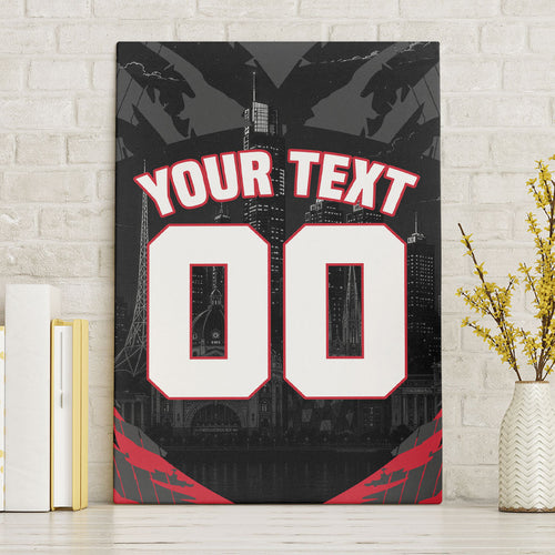 Personalised Essendon Bombers Football Canvas Wall Art Fierce Mosquito Mascot 3D Grunge City Art