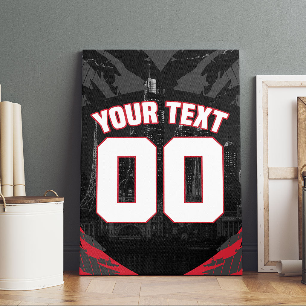 Personalised Essendon Bombers Football Canvas Wall Art Fierce Mosquito Mascot 3D Grunge City Art