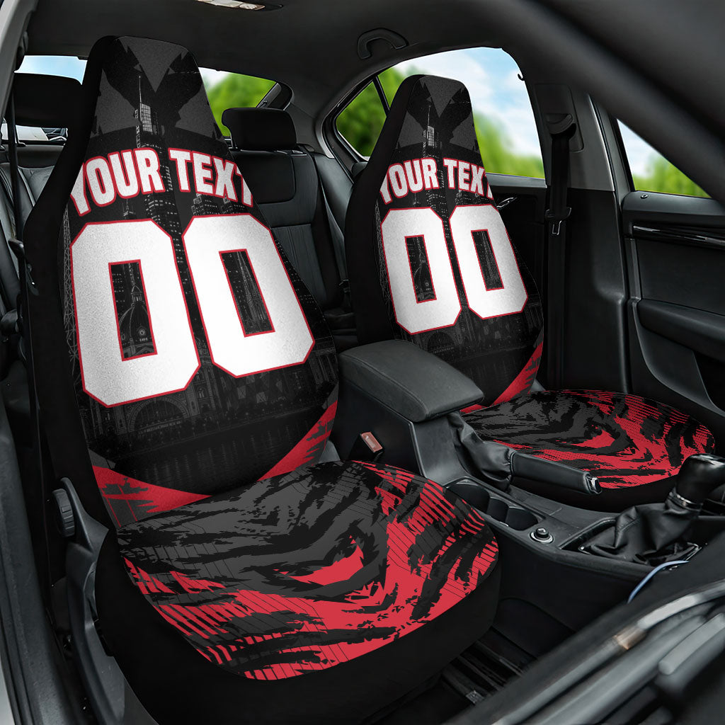 Personalised Essendon Bombers Football Car Seat Cover Fierce Mosquito Mascot 3D Grunge City Art