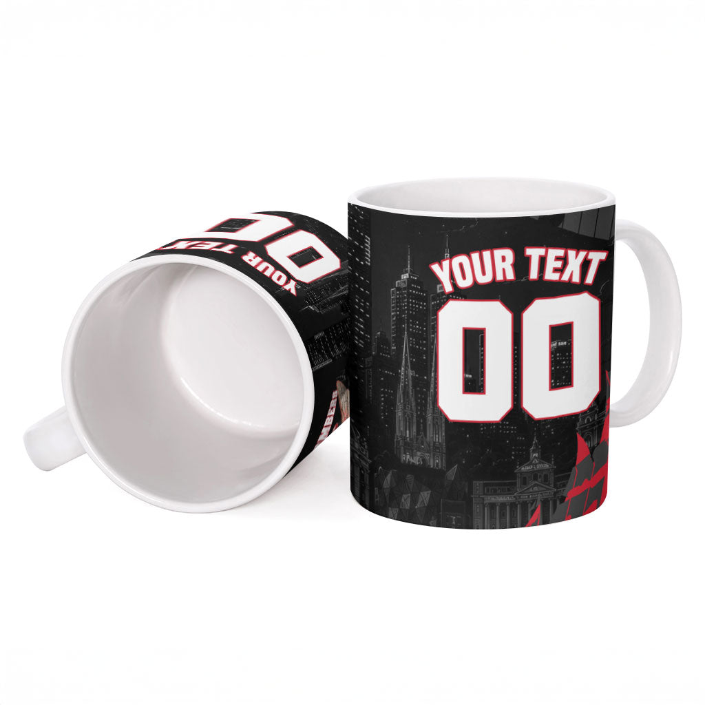 Personalised Essendon Bombers Football Ceramic Mug Fierce Mosquito Mascot 3D Grunge City Art