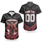 Personalised Essendon Bombers Football Couples Matching Off Shoulder Short Dress and Hawaiian Shirt Fierce Mosquito Mascot 3D Grunge City Art