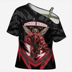 Personalised Essendon Bombers Football Cross Shoulder Shirt Fierce Mosquito Mascot 3D Grunge City Art