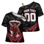 Personalised Essendon Bombers Football Cross Shoulder Shirt Fierce Mosquito Mascot 3D Grunge City Art