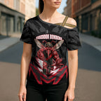 Personalised Essendon Bombers Football Cross Shoulder Shirt Fierce Mosquito Mascot 3D Grunge City Art