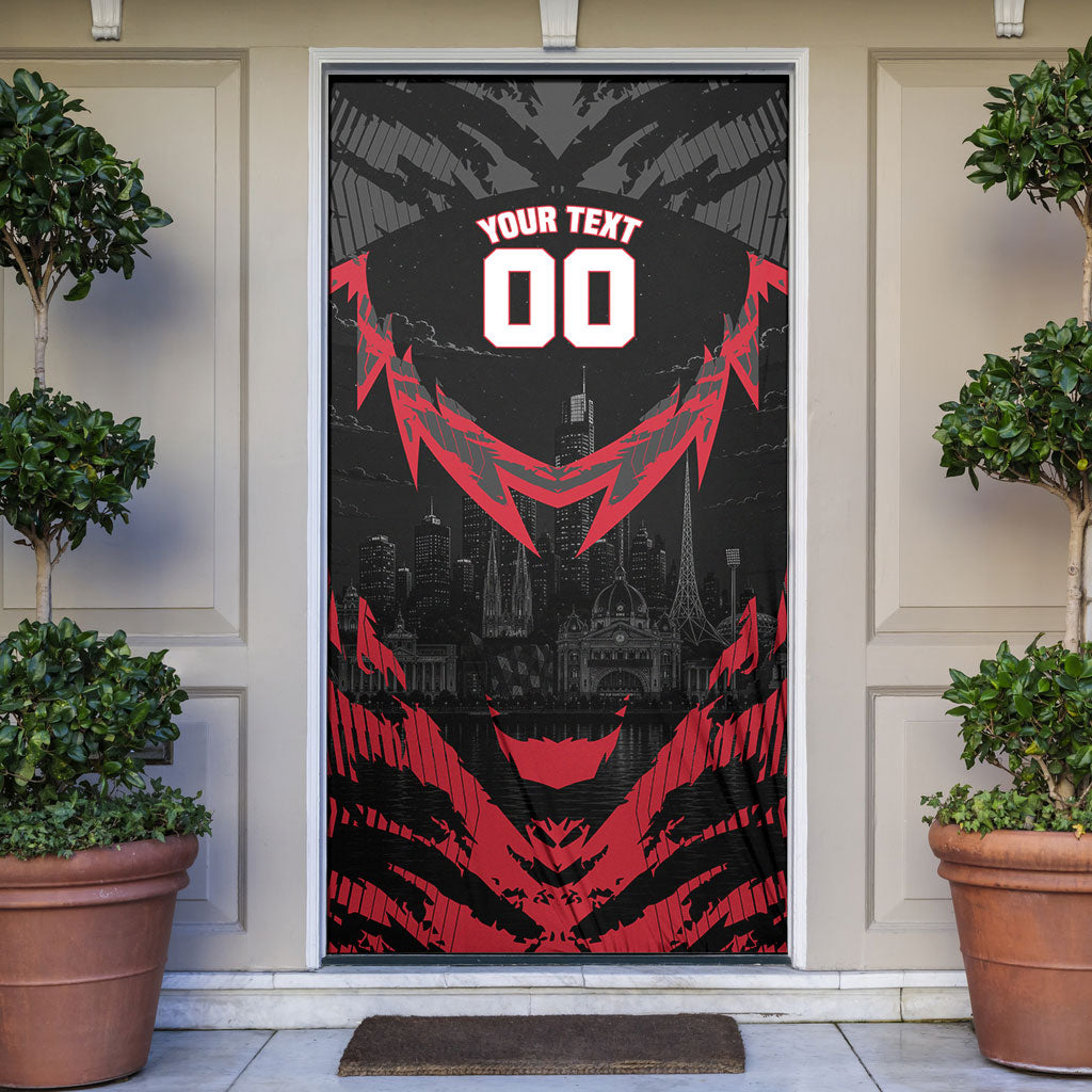 Personalised Essendon Bombers Football Door Cover Fierce Mosquito Mascot 3D Grunge City Art