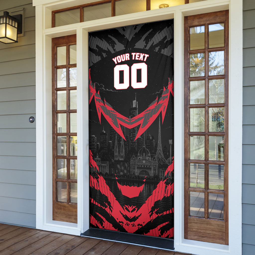Personalised Essendon Bombers Football Door Cover Fierce Mosquito Mascot 3D Grunge City Art