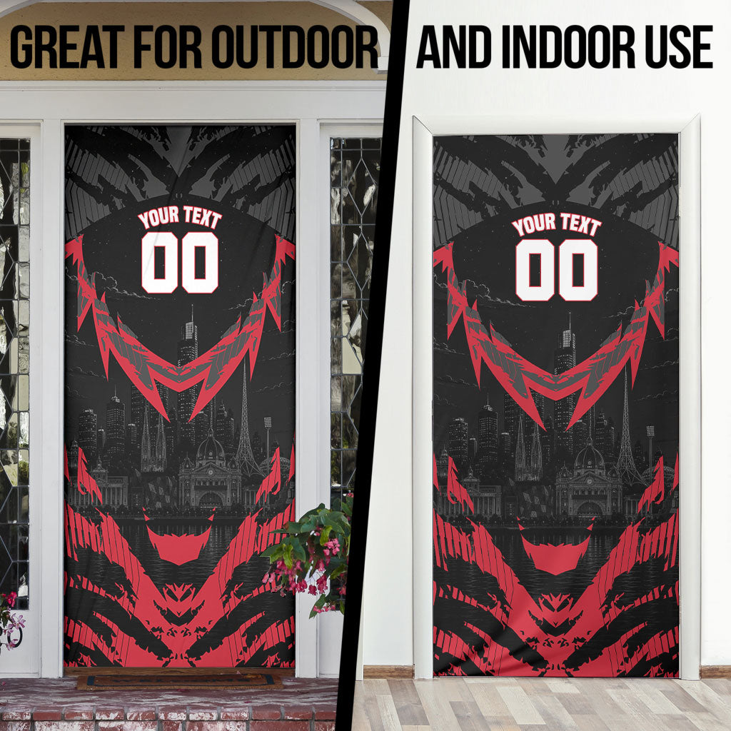 Personalised Essendon Bombers Football Door Cover Fierce Mosquito Mascot 3D Grunge City Art