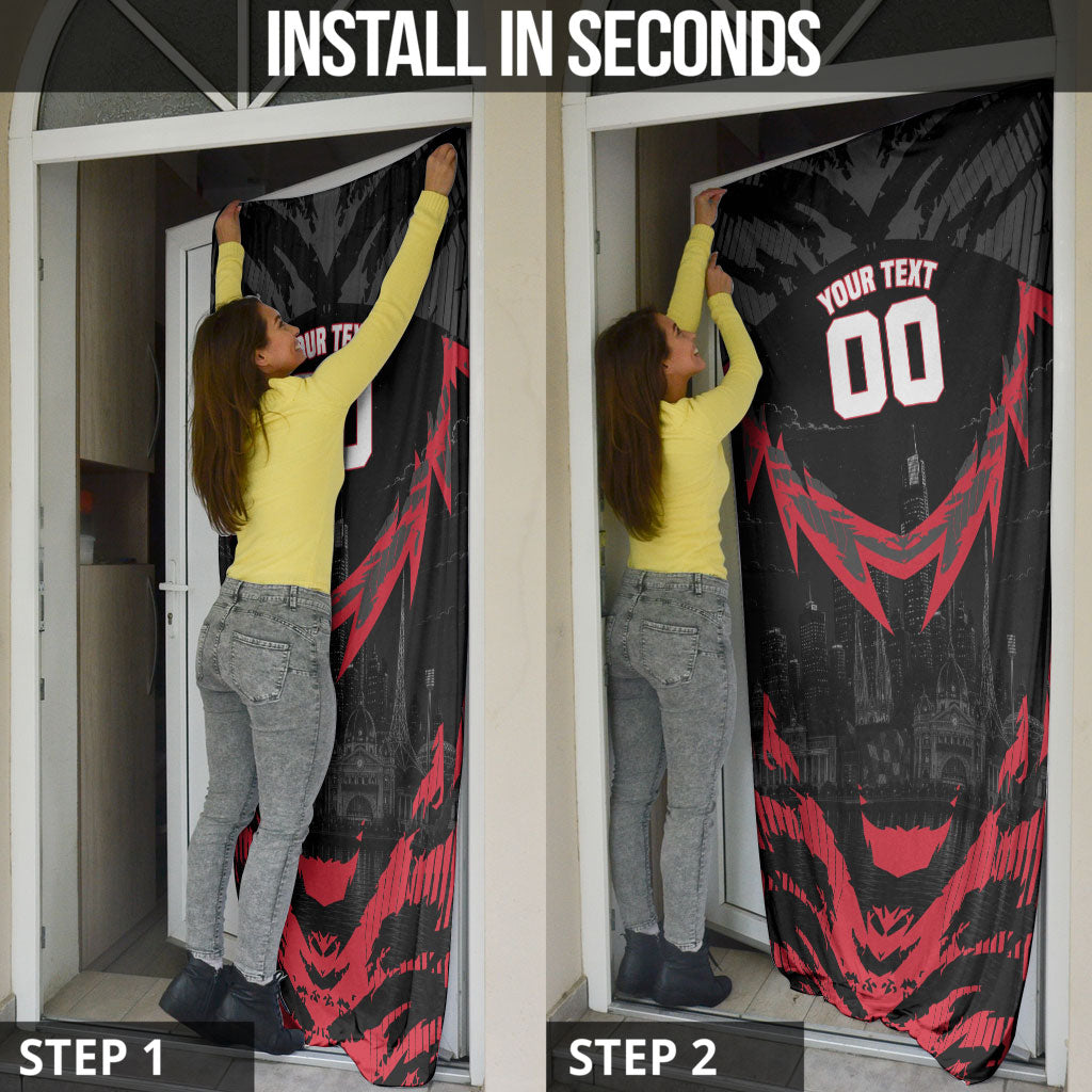 Personalised Essendon Bombers Football Door Cover Fierce Mosquito Mascot 3D Grunge City Art
