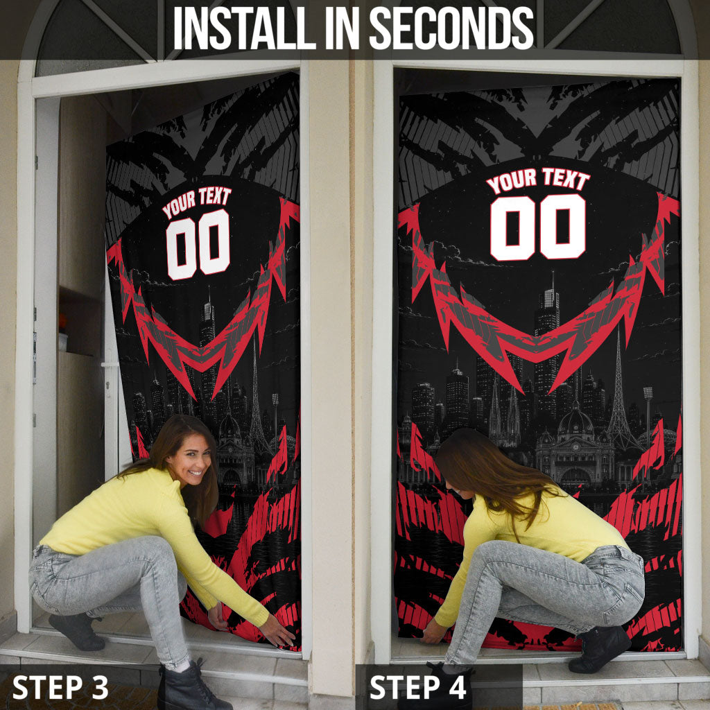 Personalised Essendon Bombers Football Door Cover Fierce Mosquito Mascot 3D Grunge City Art
