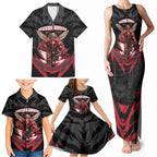 Personalised Essendon Bombers Football Family Matching Tank Maxi Dress and Hawaiian Shirt Fierce Mosquito Mascot 3D Grunge City Art