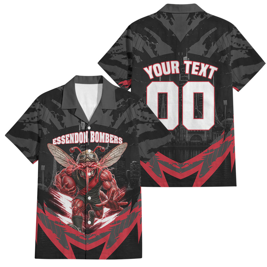 Personalised Essendon Bombers Football Family Matching Tank Maxi Dress and Hawaiian Shirt Fierce Mosquito Mascot 3D Grunge City Art