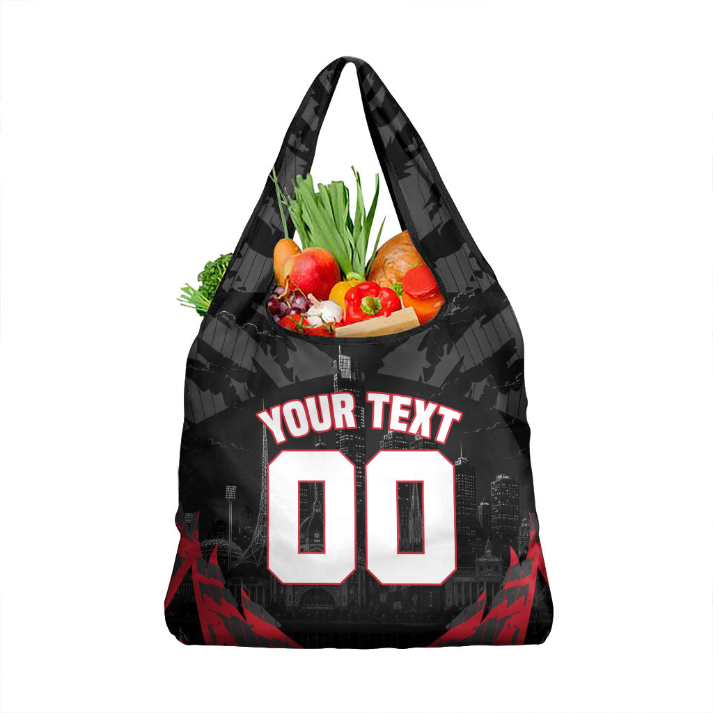 Personalised Essendon Bombers Football Grocery Bag Fierce Mosquito Mascot 3D Grunge City Art