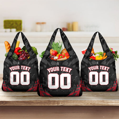 Personalised Essendon Bombers Football Grocery Bag Fierce Mosquito Mascot 3D Grunge City Art