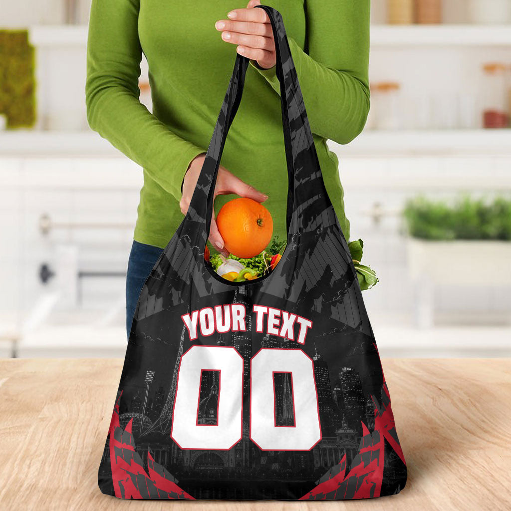 Personalised Essendon Bombers Football Grocery Bag Fierce Mosquito Mascot 3D Grunge City Art