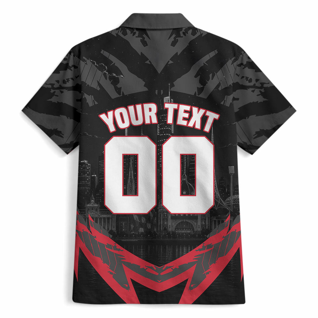 Personalised Essendon Bombers Football Hawaiian Shirt Fierce Mosquito Mascot 3D Grunge City Art