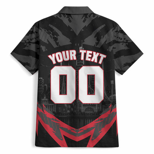Personalised Essendon Bombers Football Hawaiian Shirt Fierce Mosquito Mascot 3D Grunge City Art