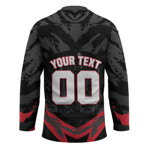 Personalised Essendon Bombers Football Hockey Jersey Fierce Mosquito Mascot 3D Grunge City Art