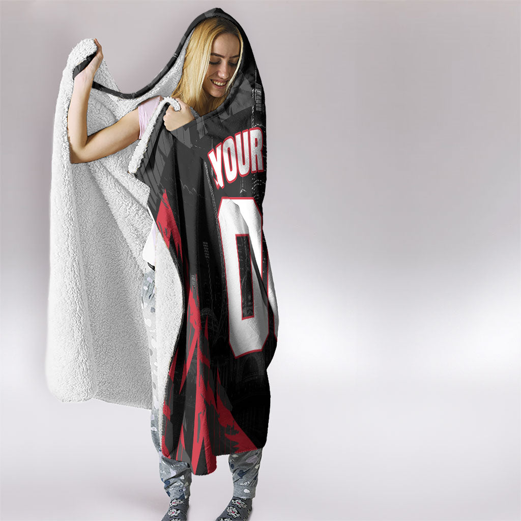 Personalised Essendon Bombers Football Hooded Blanket Fierce Mosquito Mascot 3D Grunge City Art