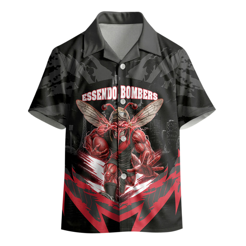 Personalised Essendon Bombers Football Kid Hawaiian Shirt Fierce Mosquito Mascot 3D Grunge City Art
