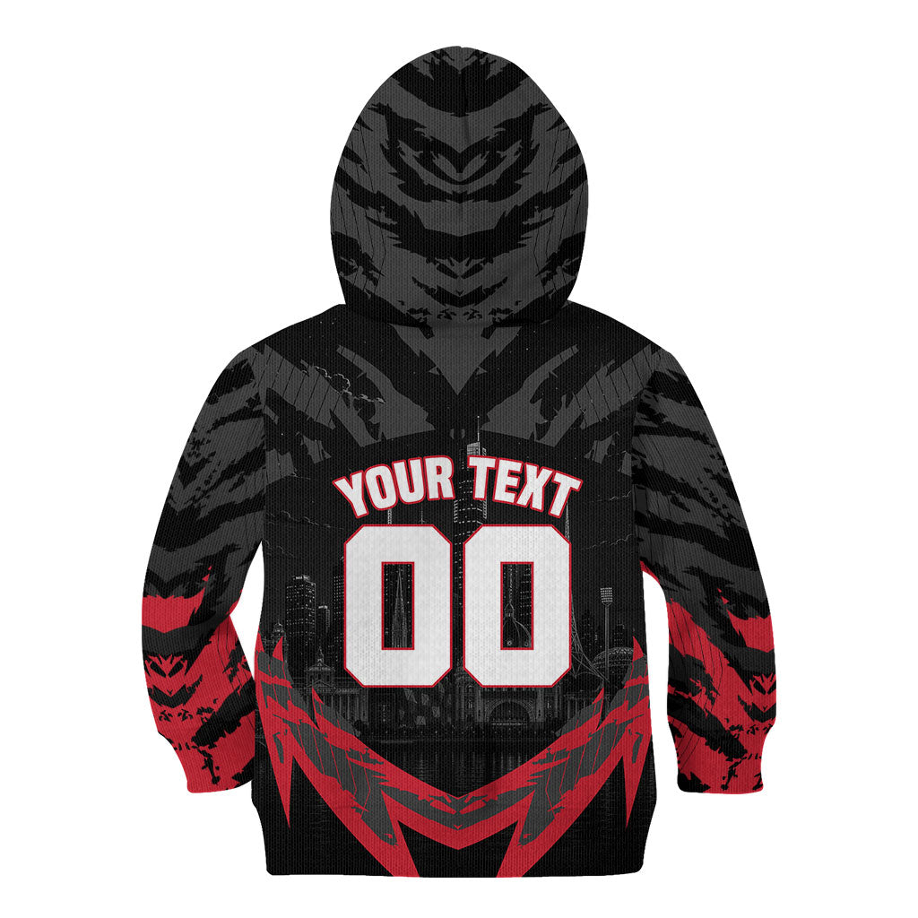 Personalised Essendon Bombers Football Kid Hoodie Fierce Mosquito Mascot 3D Grunge City Art