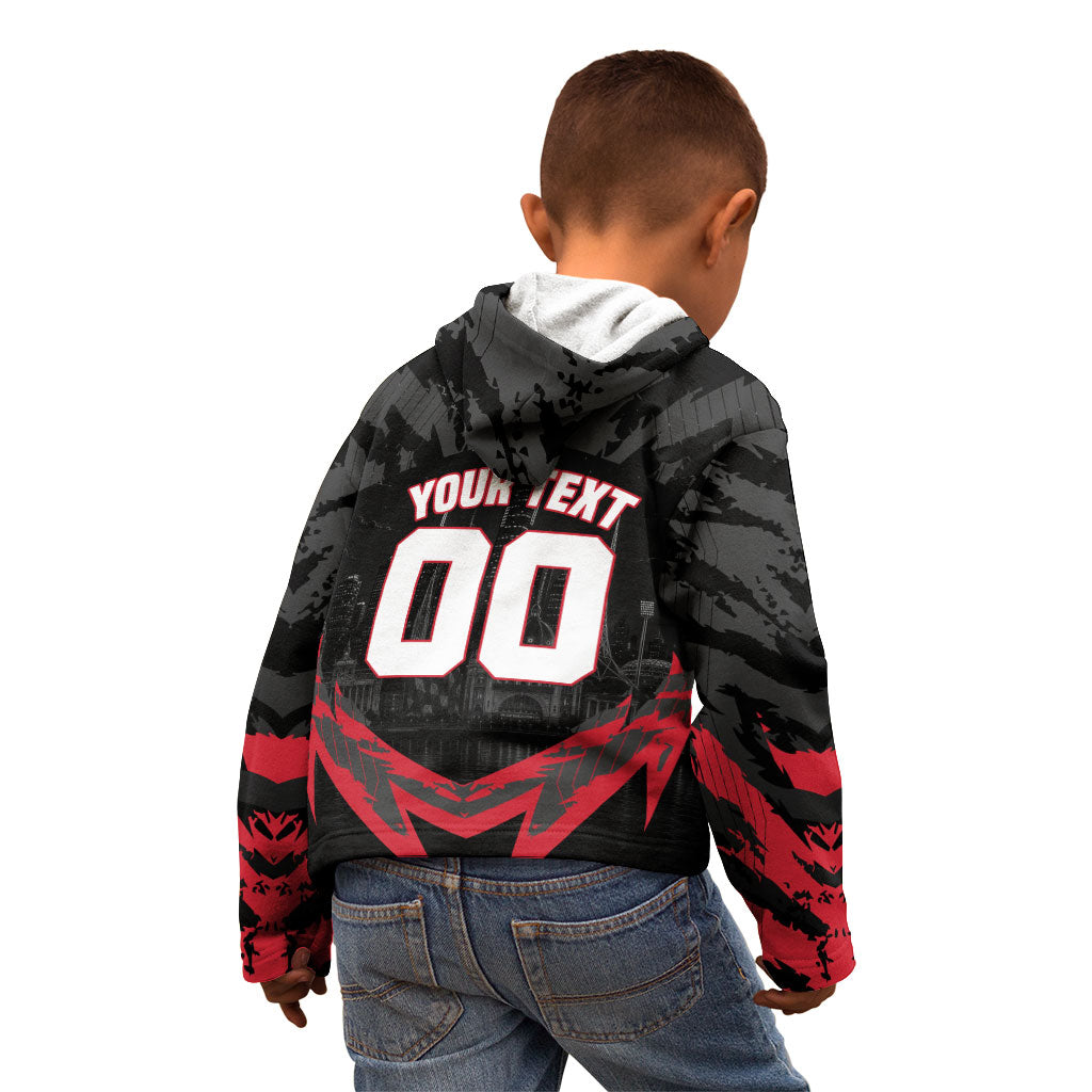 Personalised Essendon Bombers Football Kid Hoodie Fierce Mosquito Mascot 3D Grunge City Art