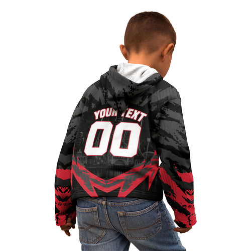 Personalised Essendon Bombers Football Kid Hoodie Fierce Mosquito Mascot 3D Grunge City Art