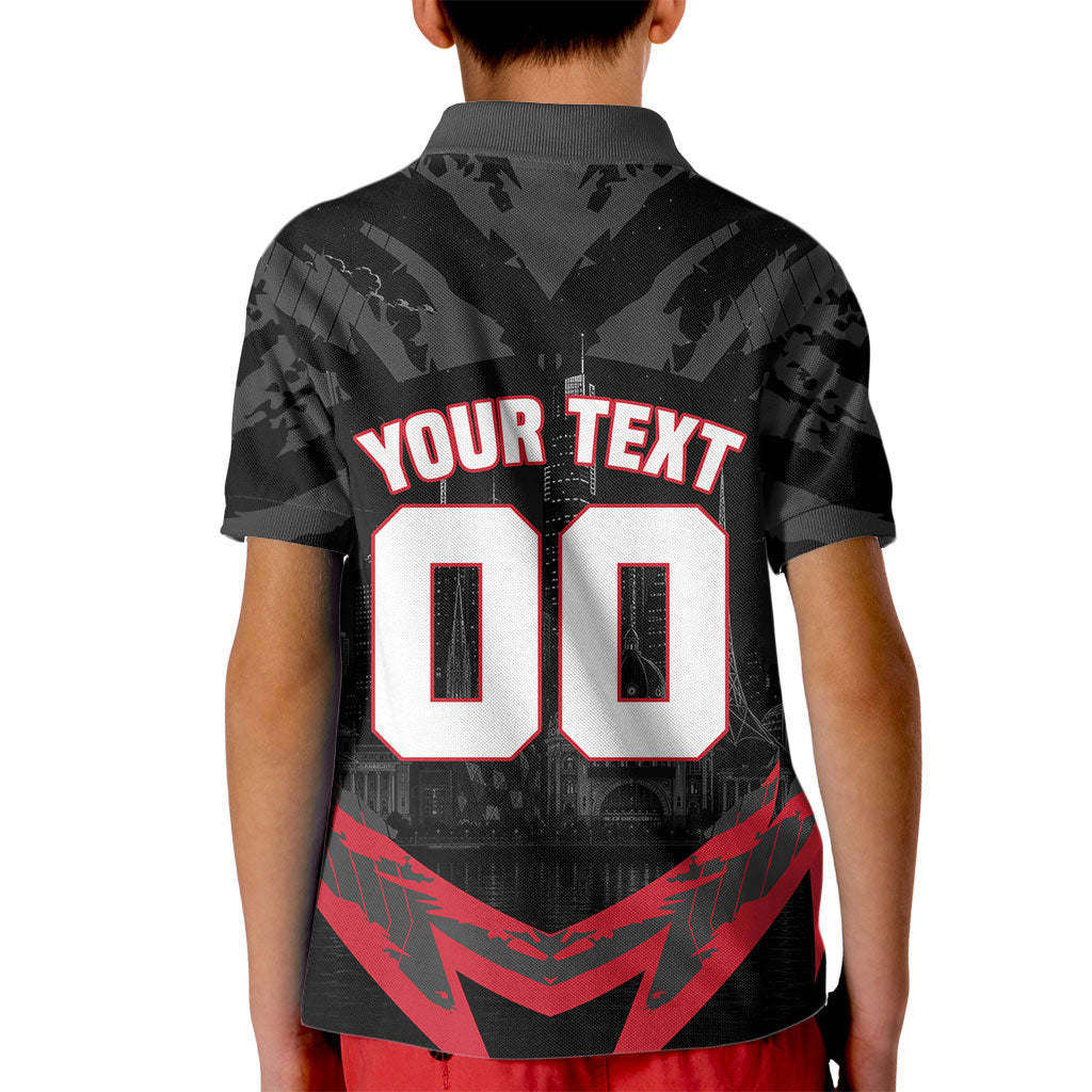 Personalised Essendon Bombers Football Kid Polo Shirt Fierce Mosquito Mascot 3D Grunge City Art