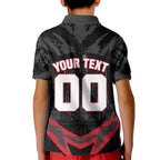 Personalised Essendon Bombers Football Kid Polo Shirt Fierce Mosquito Mascot 3D Grunge City Art