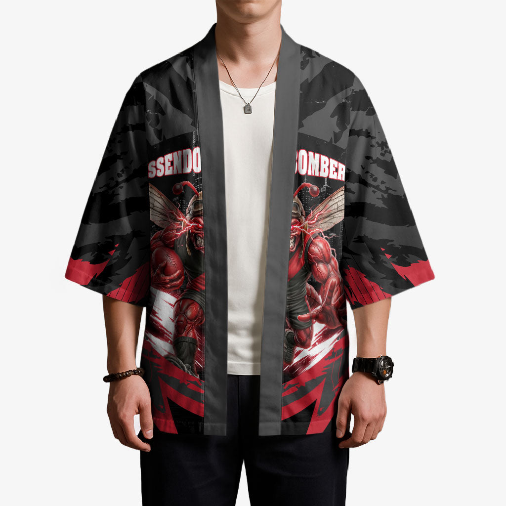 Personalised Essendon Bombers Football Kimono Fierce Mosquito Mascot 3D Grunge City Art