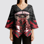 Personalised Essendon Bombers Football Kimono Sleeve Blouse Fierce Mosquito Mascot 3D Grunge City Art