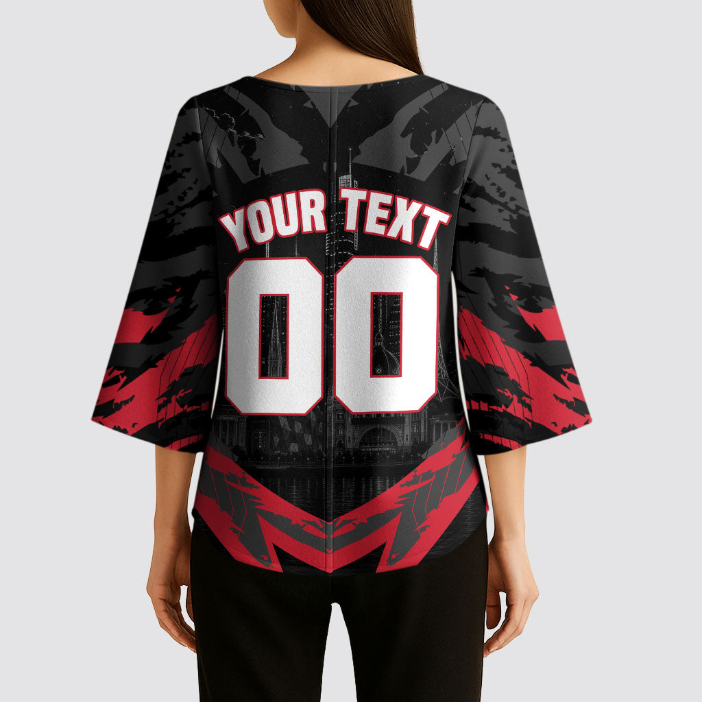 Personalised Essendon Bombers Football Kimono Sleeve Blouse Fierce Mosquito Mascot 3D Grunge City Art