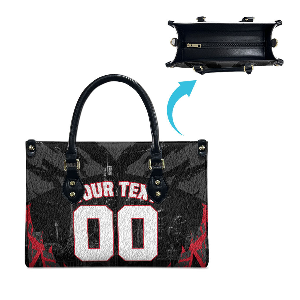 Personalised Essendon Bombers Football Leather Bag Fierce Mosquito Mascot 3D Grunge City Art