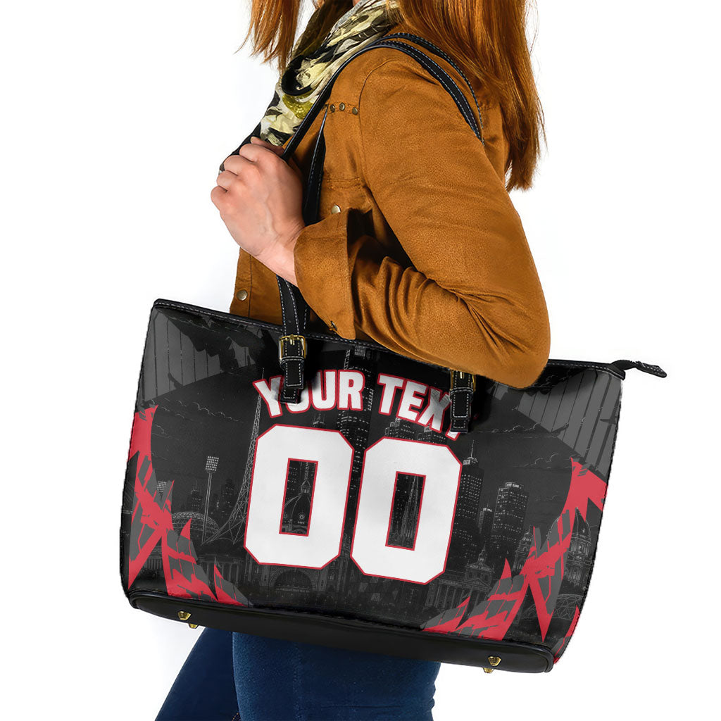 Personalised Essendon Bombers Football Leather Tote Bag Fierce Mosquito Mascot 3D Grunge City Art