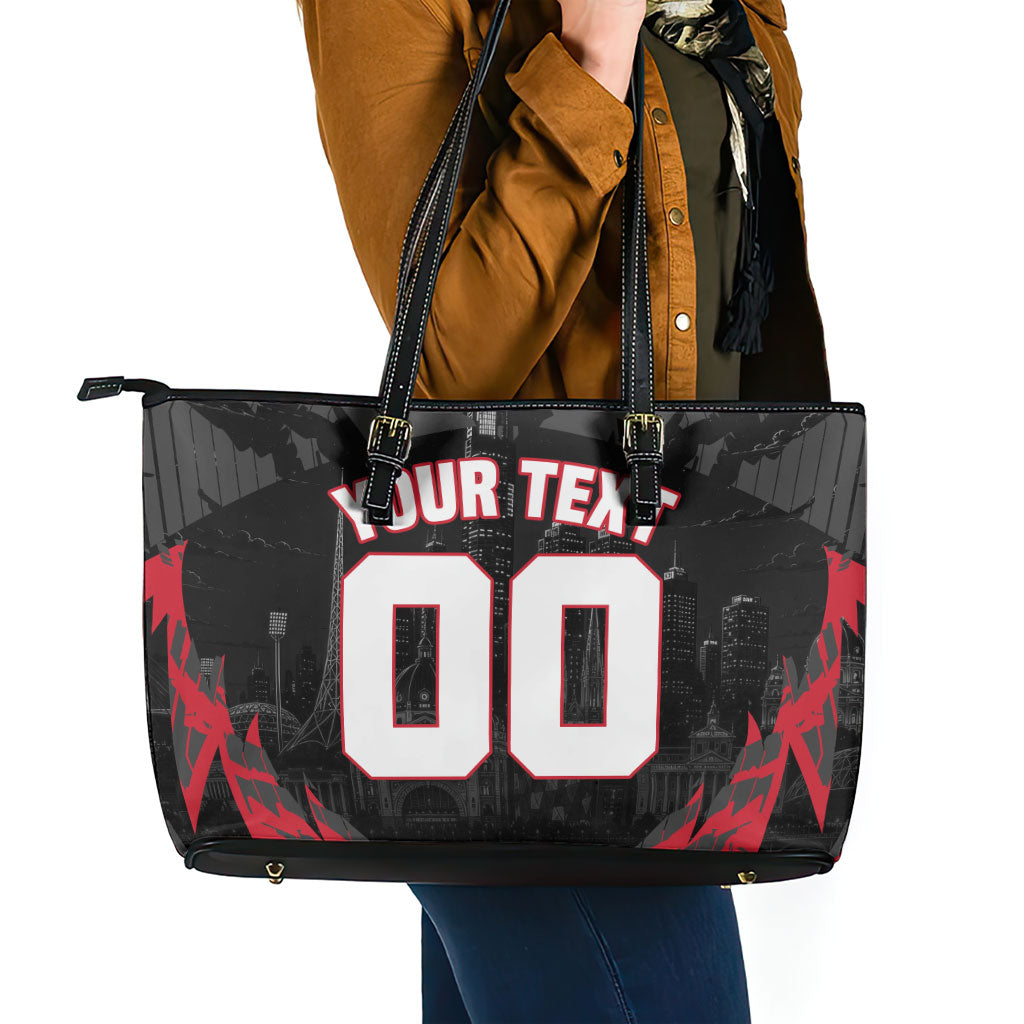 Personalised Essendon Bombers Football Leather Tote Bag Fierce Mosquito Mascot 3D Grunge City Art