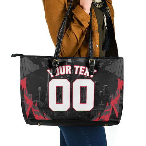 Personalised Essendon Bombers Football Leather Tote Bag Fierce Mosquito Mascot 3D Grunge City Art