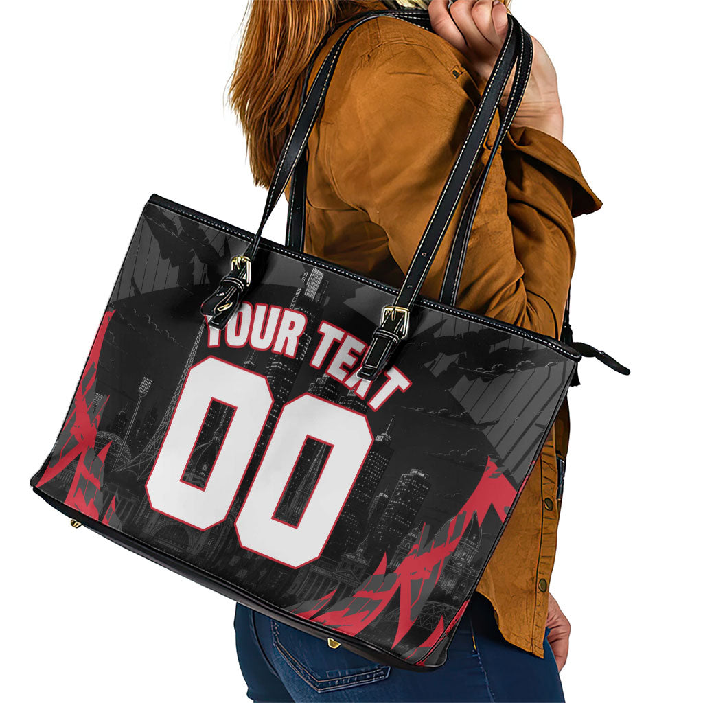 Personalised Essendon Bombers Football Leather Tote Bag Fierce Mosquito Mascot 3D Grunge City Art