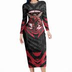 Personalised Essendon Bombers Football Long Sleeve Bodycon Dress Fierce Mosquito Mascot 3D Grunge City Art